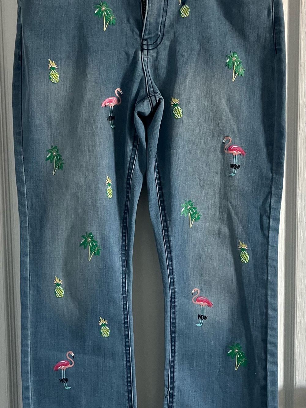 Women's Carreli Cute Flamingo & Pineapple Denim Jeans